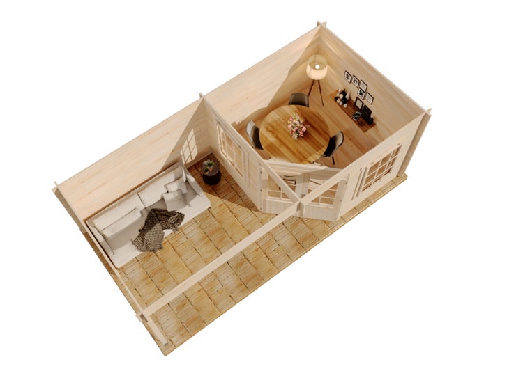 Alpholz Gartenhaus Carl aus Massiv-Holz, Gerätehaus mit 28 mm Wandstärke, Garten Holzhaus mit Imprägnierung (pinie), Geräteschuppen Größe: 598 x 300 cm, Pultdach