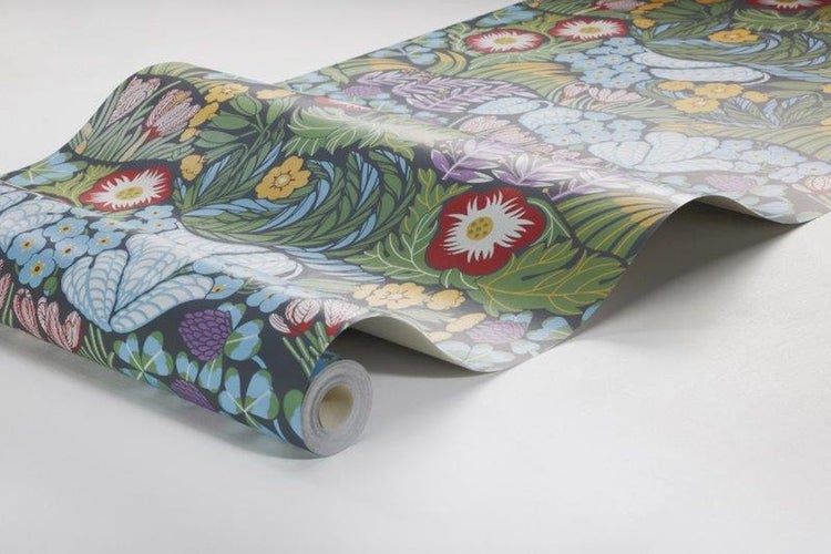 Borastapeter Tapete Blumen im Matisse-Stil Graublau - 53 cm x 10.05 m - 660598