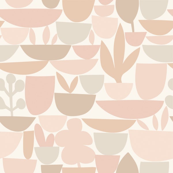 ESTAhome Tapete Keramik und Pflanzen Beige - 50 x 900 cm - 131072