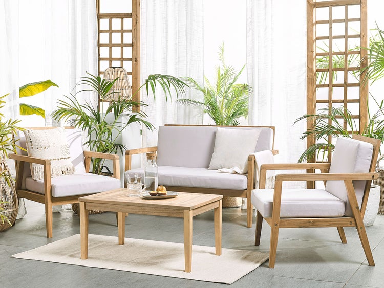 Lounge Set mit Tisch 4-Sitzer PALLANO Akazienholz Taupe
