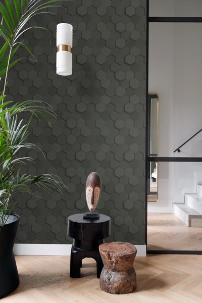 Origin Wallcoverings Tapete 3D Wabenmuster Schwarz - 53 cm x 10.05 m - 347854