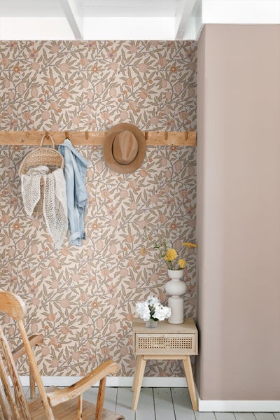ESTAhome Tapete exotischen Früchten und Blättern Terrakotta - 50 x 900 cm - 131167
