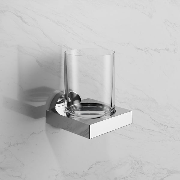Keuco Zahnputzbecher aus Glas mit Wandhalterung aus Metall für das Badezimmer