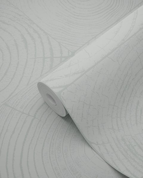 Origin Wallcoverings Tapete Querschnitte von Baumstämmen Mintgrün - 53 cm x 10.05 m - 347545