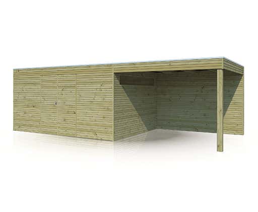 Alpholz Gerätehaus QB (optional mit Schleppdach Gartenhaus aus Holz in Grün, Holzhaus mit 28 mm Wandstärke, Blockbohlenhaus mit Montagematerial imprägniert