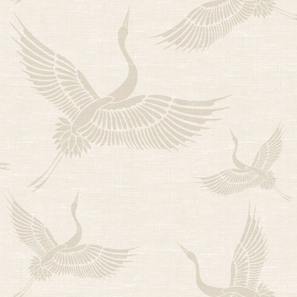 Origin Wallcoverings Tapete Kraniche Sandbraun - 53 cm x 10.05 m - 347827