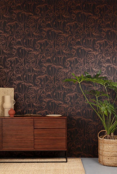 Masureel Tapete Blumen Schwarz - 53 cm x 10.05 m - 631977