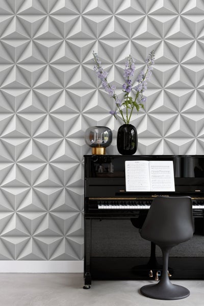 Origin Wallcoverings Tapete 3D-Muster Hellgrau - 53 cm x 10.05 m - 347815