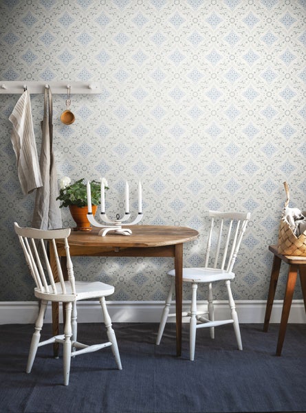 Duro Tapete Fliesenmuster Graublau und Beige - 53 cm x 10.05 m - 661168