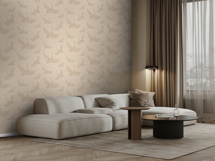 Origin Wallcoverings Tapete Kraniche Beige - 53 cm x 10.05 m - 347826