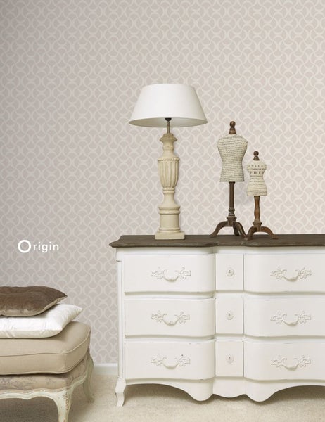 Origin Wallcoverings Tapete grafisches Muster Silber - 53 cm x 10.05 m - 345739