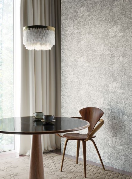 Masureel Tapete Dschungelmuster Grau - 53 cm x 10.05 m - 630085