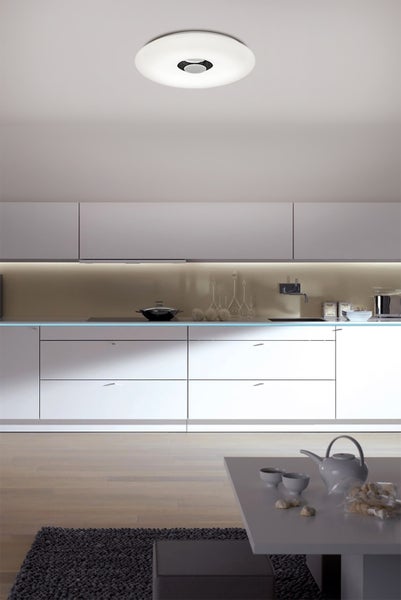 LED Deckenleuchte NASHVILLE Ø 40cm, viele Funktionen, aus Metall und Kunststoff, weiß, mit integrierten LEDs, Beleuchtung für Wohnräume, Flur oder Büro