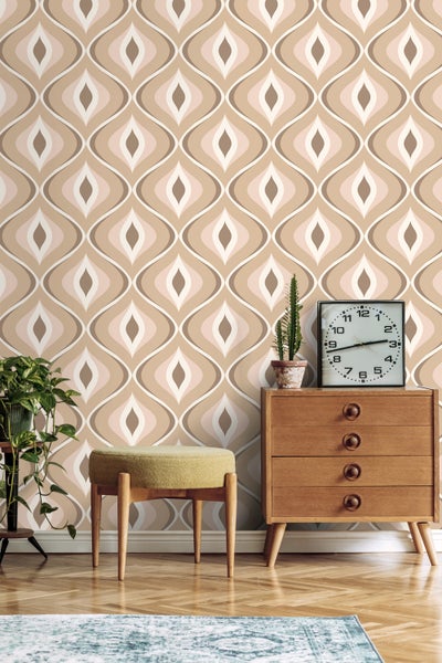 ESTAhome Tapete Retro-Ornamente Beige und Braun - 50 x 900 cm - 130985