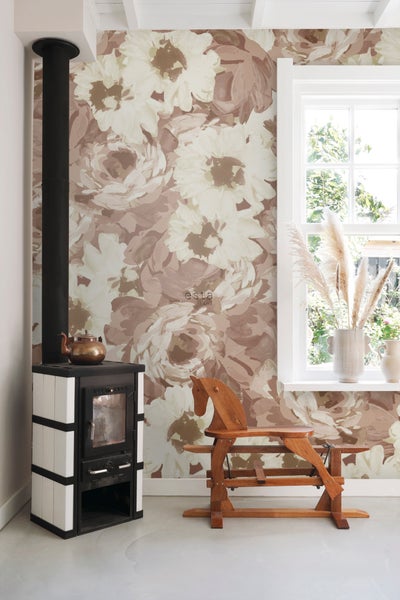 ESTAhome Fototapete Blumenmuster Altrosa - 150 x 279 cm - 159209