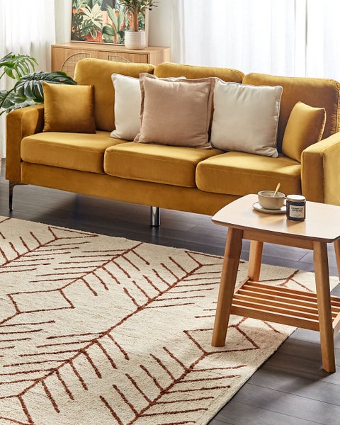 Teppich AKOREN Beige 200 x 200 cm Baumwolle