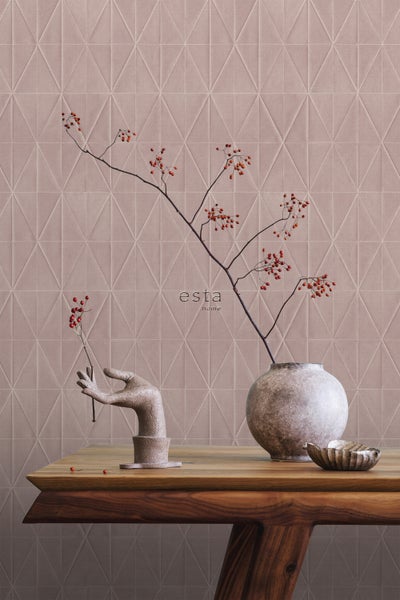 ESTAhome Tapete Origami-Muster Altrosa - 53 cm x 10.05 m - 148709