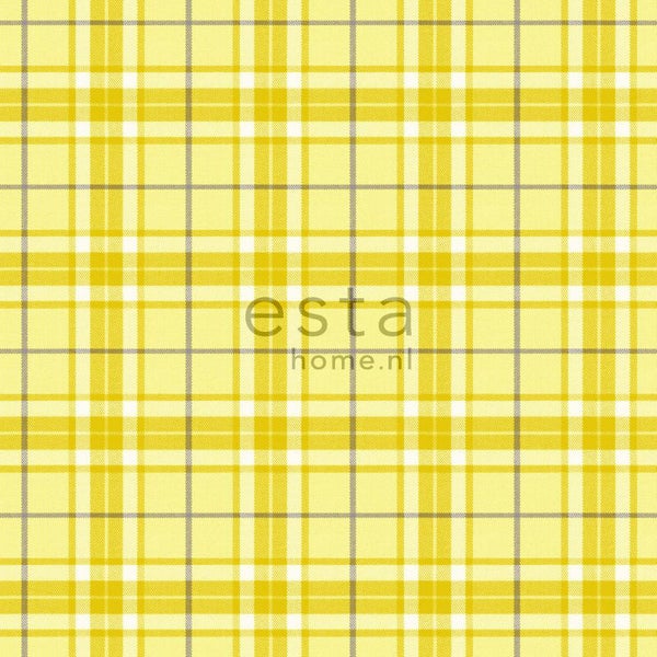 ESTAhome Tapete Karomuster Gelb - 53 cm x 10.05 m - 137729