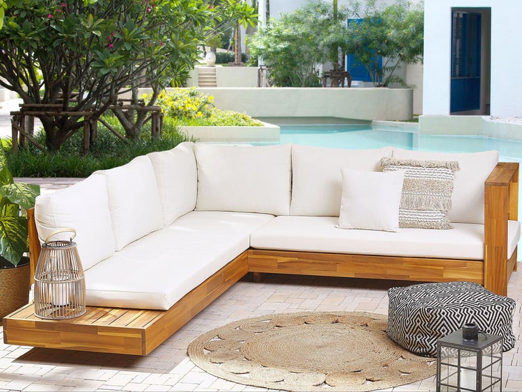 Garten Ecksofa 5-Sitzer MARETTIMO linksseitig zertifiziertes Akazienholz Braun