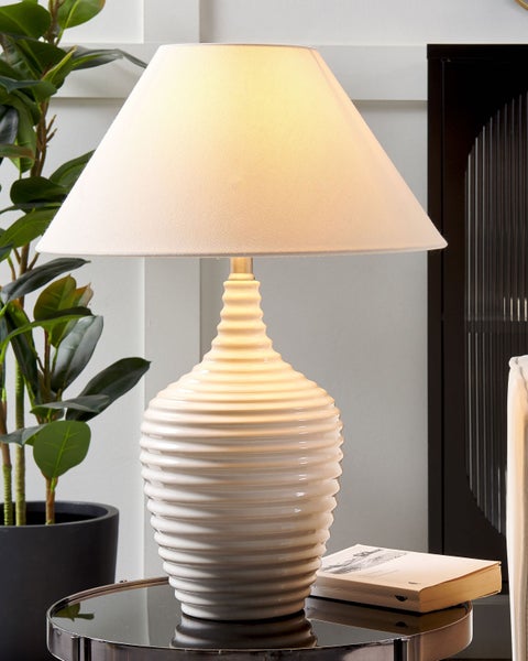Tischleuchte CELESTE Keramik Beige