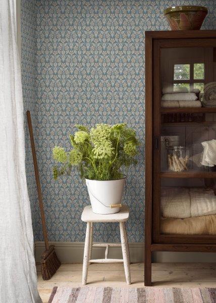 Borastapeter Tapete Blumen Graublau - 53 cm x 10.05 m - 660073