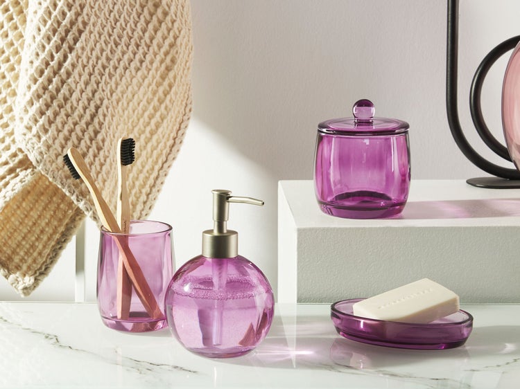 Badaccessoires Set 4-teilig ROANA Glas Violett