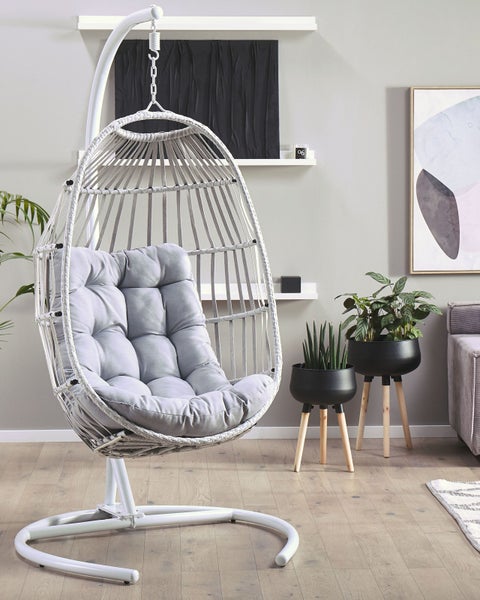 Hängesessel mit Gestell SESIA Polyrattan Hellgrau