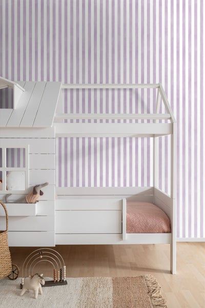 ESTAhome Tapete Streifenmuster Lila und Weiß - 53 cm x 10.05 m - 131305