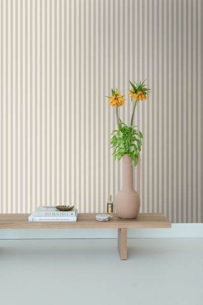 ESTAhome Tapete Streifen Sandbeige - 53 cm x 10.05 m - 130955