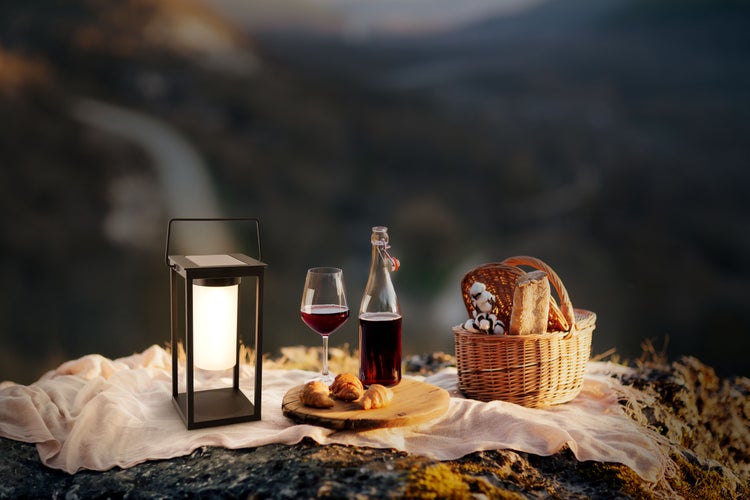 LED Camping-/Sockelleuchte h: 28cm , für Außen, Sockelleuchte - Metall und Kunststoff in Schwarz, mit integrierter LED
