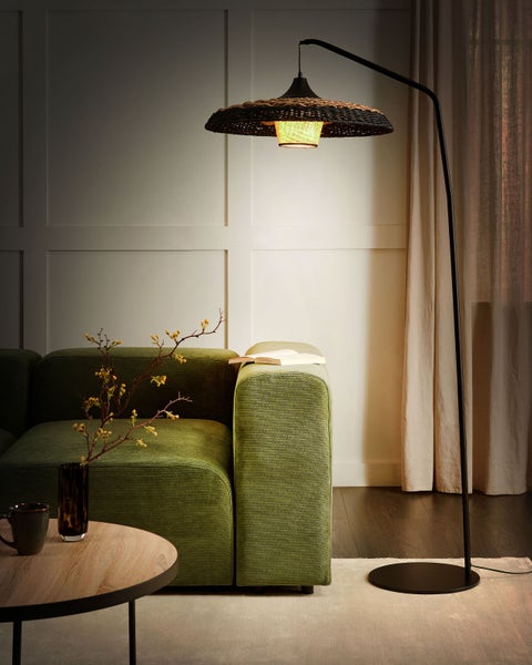Stehlampe KALOMO Papierschnur Schwarz