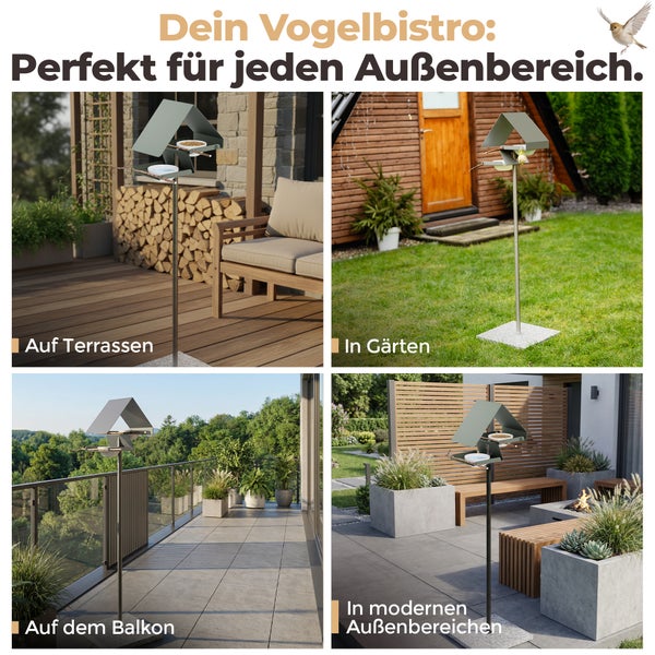 Vogelbistro für Terrassen, Gärten, Balkone und moderne Außenbereiche
