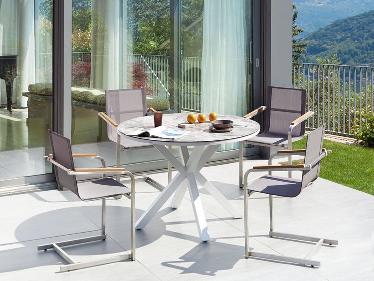 Gartenmöbel Set 4-Sitzer MALETTO/COSOLETO Metall Weißer Marmor