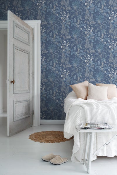 Sanders und Sanders Tapete tropische Blätter Blau - 53 cm x 10,05 m - 640728
