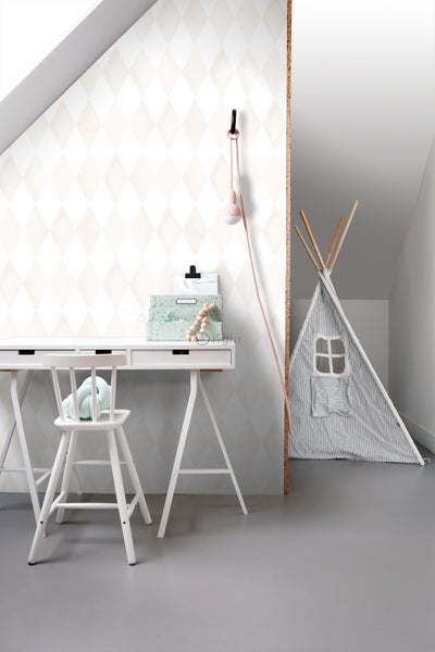 Origin Wallcoverings Tapete Karomuster Crème-Beige und Weiß - 53 cm x 10,05 m - 337216