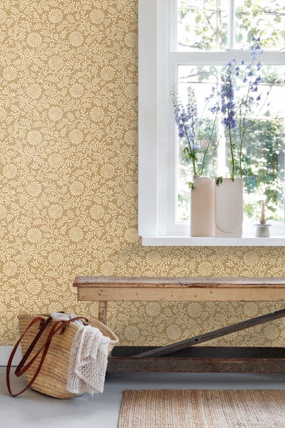 ESTAhome Tapete Blumenmuster Beige - 50 x 900 cm - 131513
