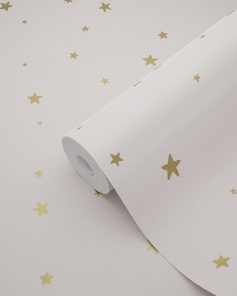 ESTAhome Tapete kleine Sterne Altrosa und Gold - 53 cm x 10.05 m - 139260