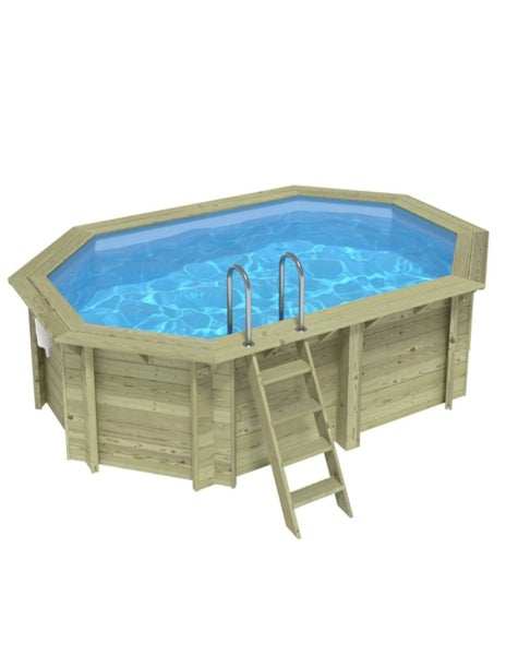 Holzpool mit Leiter und Edelstahlgriffen