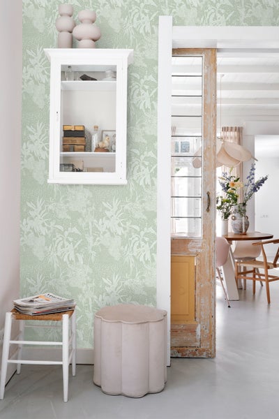 ESTAhome Tapete tropische Blätter Mintgrün - 50 x 900 cm - 139886