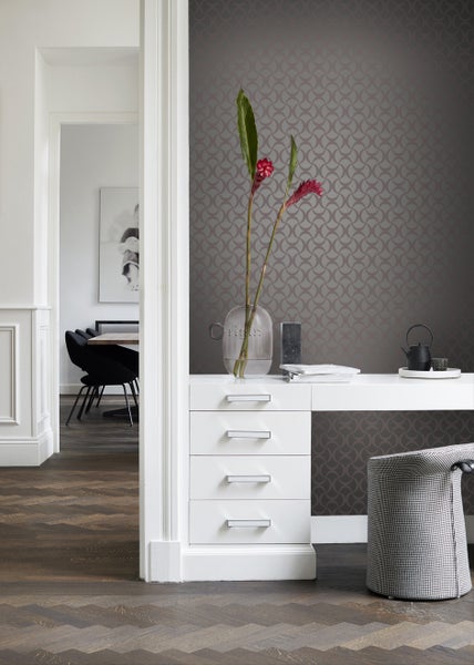 Origin Wallcoverings Tapete grafisches Muster Dunkelgrau - 53 cm x 10.05 m - 345740