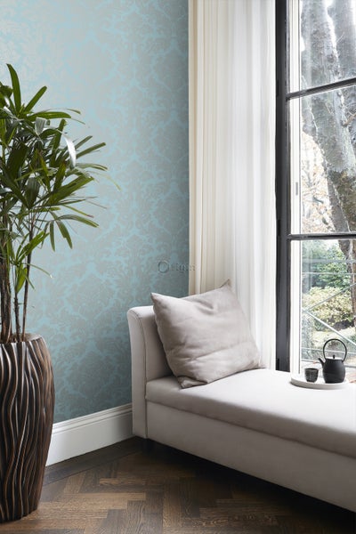 Origin Wallcoverings Tapete Ornamente Eisblau - 53 cm x 10.05 m - 346237