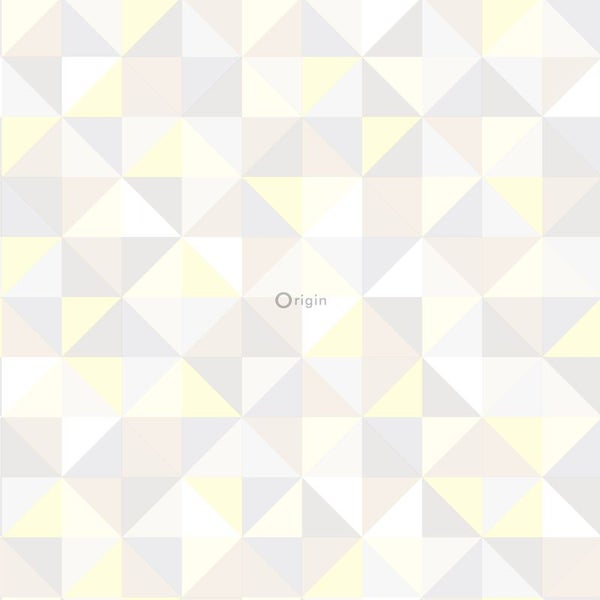 Origin Wallcoverings Tapete Dreiecke Crème-Beige, Hellgrau, Pastellgelb und Hellbeige - 53 cm x 10.05 m - 337210