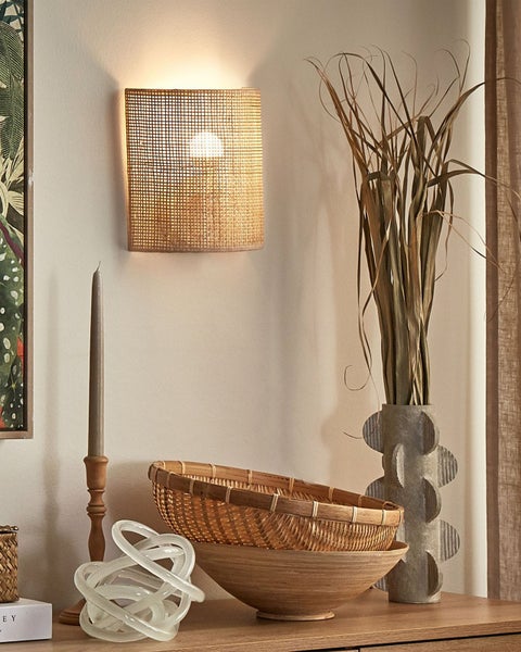 Wandlampe CARIO Rattan Naturfarben