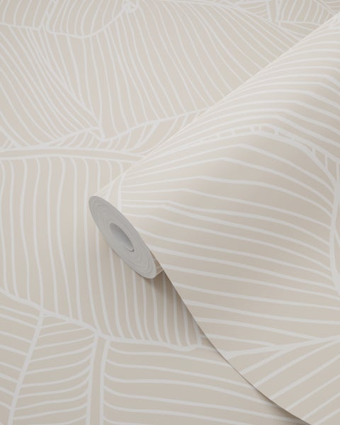ESTAhome Tapete Blätter Beige - 53 cm x 10.05 m - 130931