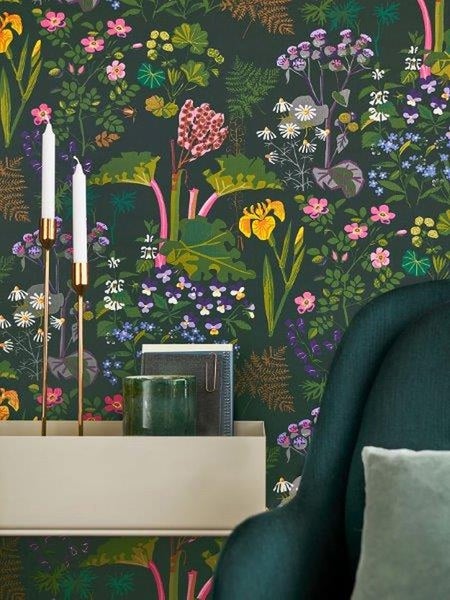 Tapetenrolle mit Blumenmuster, 53 cm breit, 10,05 m lang