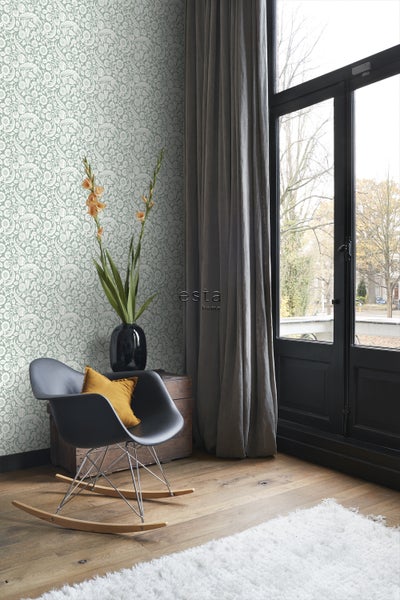 ESTAhome Tapete Blumenmuster Graugrün - 53 cm x 10.05 m - 139329