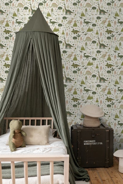 ESTAhome Tapete Dinosaurier Grün - 50 x 900 cm - 131356