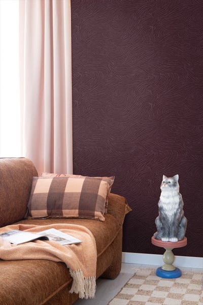 ESTAhome Tapete 3d Wellenförmige Linien Aubergineviolett - 50 x 900 cm - 131367