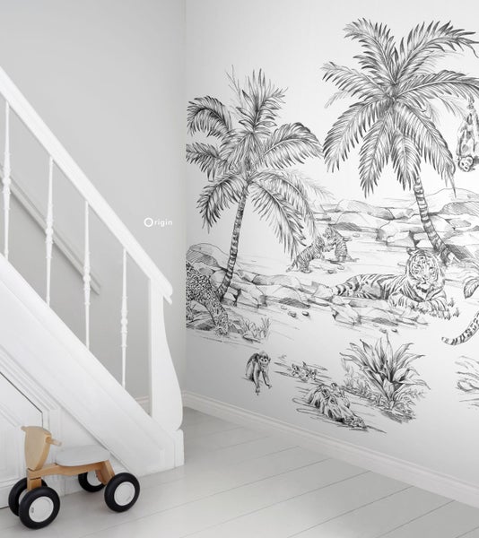 Origin Wallcoverings Fototapete Safari-Muster Schwarz-Weiß - 250 x 279 cm - 357223
