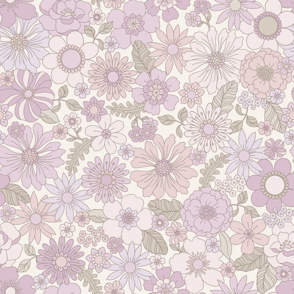 ESTAhome Tapete Retro Blumen Helllila - 50 x 900 cm - 131246
